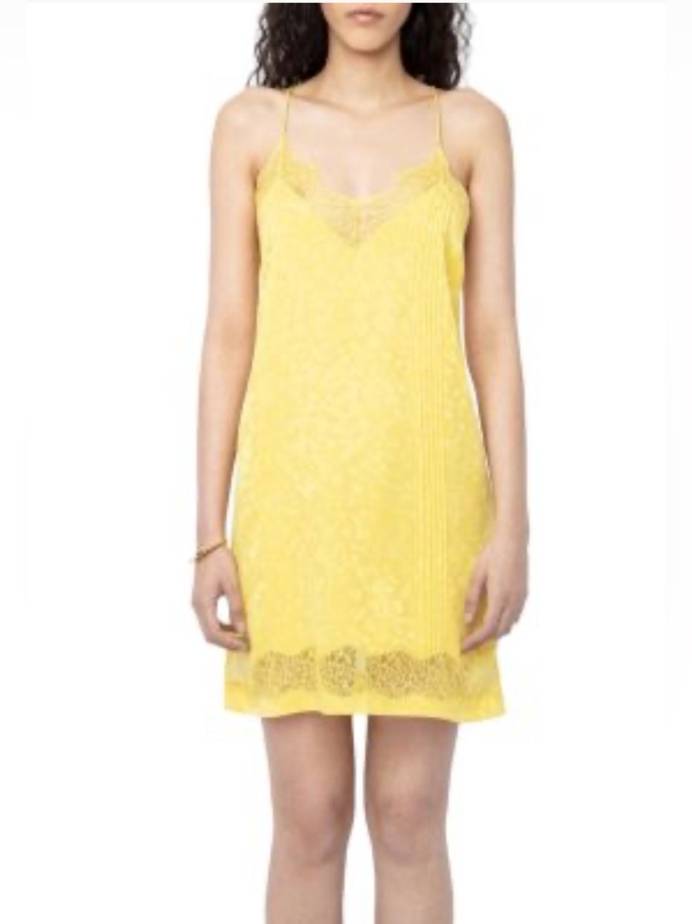 Zadig & Voltaire Yellow Lace-Trim Slip